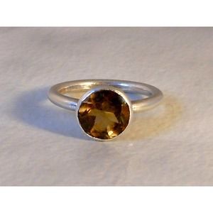 Vintage Sterling Silver Smoky Quartz Solitaire Ring Size 5 Bezel Set Minimalist